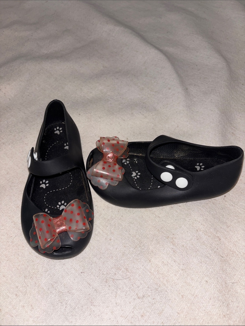 Kids Black Mary Jane Shoes with Red Polka Dot Bow